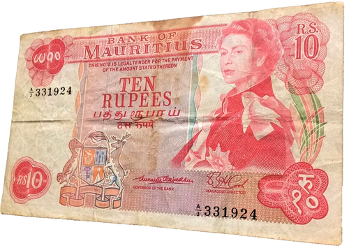 BRIGHT CRISP & BEAUTIFUL 1967 MAURITIUS 10 RUPEES! VF+ w TONING (NOT UNPLEASANT) - 第 1/3 張圖片