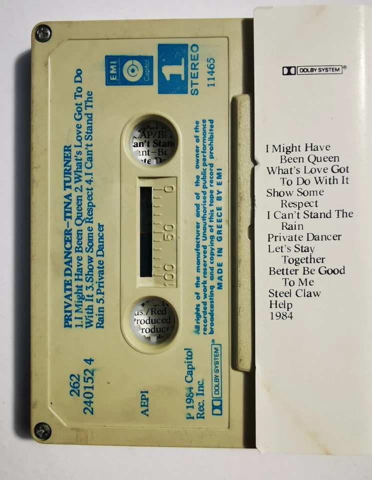 TINA TURNER CASSETTE Private Dancer GREEK Pressing 1984 EMI Greece - Image 4 of 4