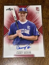 CASEY SAUCKE 2020 LEAF PERFECT GAME GAMEDAY RED AUTOGRAPH #1/2 Cavs WHITE SOX