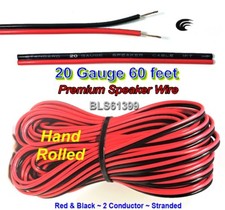 60' ft Red Black 20 Gauge SPEAKER WIRE Cable Home Car Audio Wiring 12V DC Power