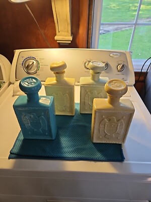 Lot Of 4 J W Dant Americana Whiskey  Decanter Washington Delaware Fletcher 1969