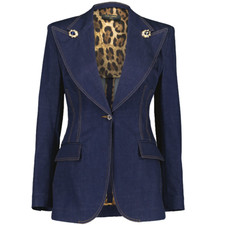 Dolce & Gabbana Denim Blazer Jacket Tailored Fitted Blue Size 42 - Rp £1667.00