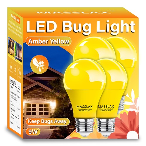 LED Bug Light Bulbs Outdoor,9W Amber Yellow Bug Light Bulbs