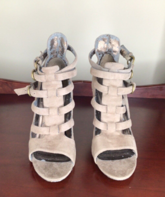 Shoedazzle Garaciela Womens Size 9M Shoes Gladiator Taupe Strappy High Heel - Main Image