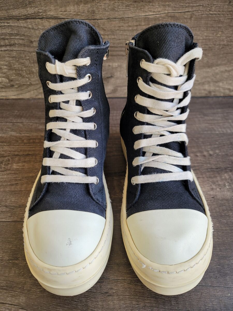 Rick Owens Women's Drkshdw Ramones Hi Top Zipper Black shoes Rick Owens Women's Drkshdw Ramones Hi Top Zipper Black shoes