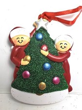 Personalized Couple Decorating Tree Two 2 First 1st Christmas Ornament Kids