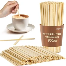 500pcs Sip Stirrers - Wood Coffee Stir Sticks Disposable Hot Drink Beverage Stir