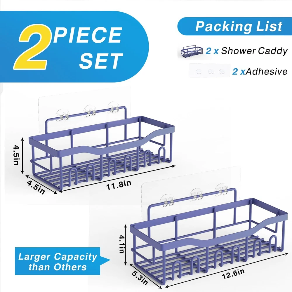 Shower Caddy 2 Pack,Adhesive Shower Organizer for Bathroom Storage&Home Decor...