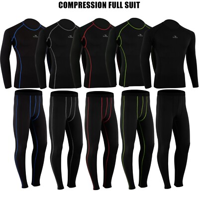 Winter Thermo Herren Kompressionsbasis Schicht unter Vollanzug Strumpfhose Shirt Set