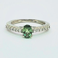 Tanzanian Green Apatite White Zircon Ring Size 5 Platinum Over Sterling Silver