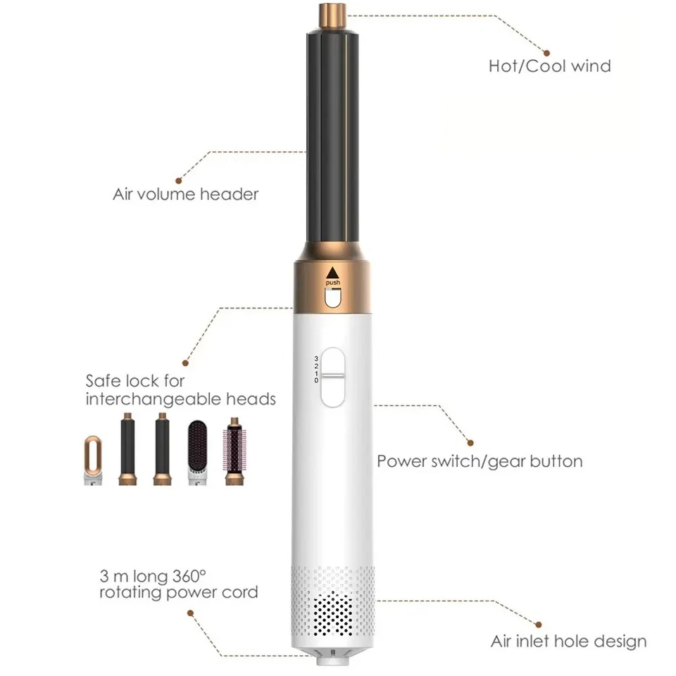 Multistyler Warmluftbürste Lockenstab Glätteisen 5in1 Haarstyler Set Heißluft - Bild 2 von 4