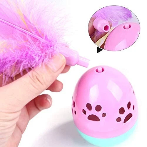 Tumbler Cat Polly Toy Treat with Feather Interactive Rolly Toy Despensing