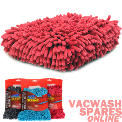 PRO NOODLE CAR WASH MITT - DOUBLE SIDED - ULTRA ABSORBENT - THICK PILE - RED