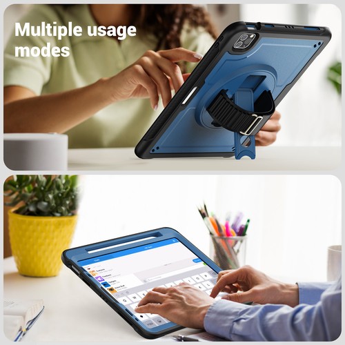 For iPad Air 11 M3 /Pro 13 M4 2024 Shock Resistance Armor Rotate Hand Strap Case - Picture 5 of 28