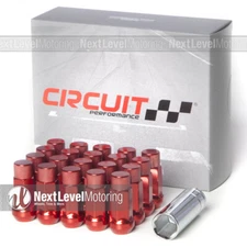 Circuit CP50 Extended Closed End Lug Nuts 12x1.5 Red Fits Mazda Mitsubishi Scion