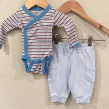 Gerber Baby Boy Sz 0-3M Colorful Stripe Bodysuit & Pants 100% Cotton