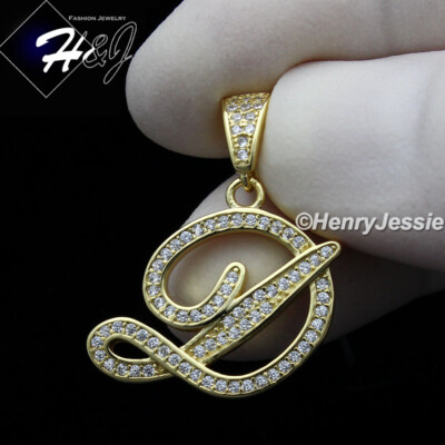 925 STERLING SILVER CUBIC ZIRCONIA GOLD PLATED INITIAL LETTER 