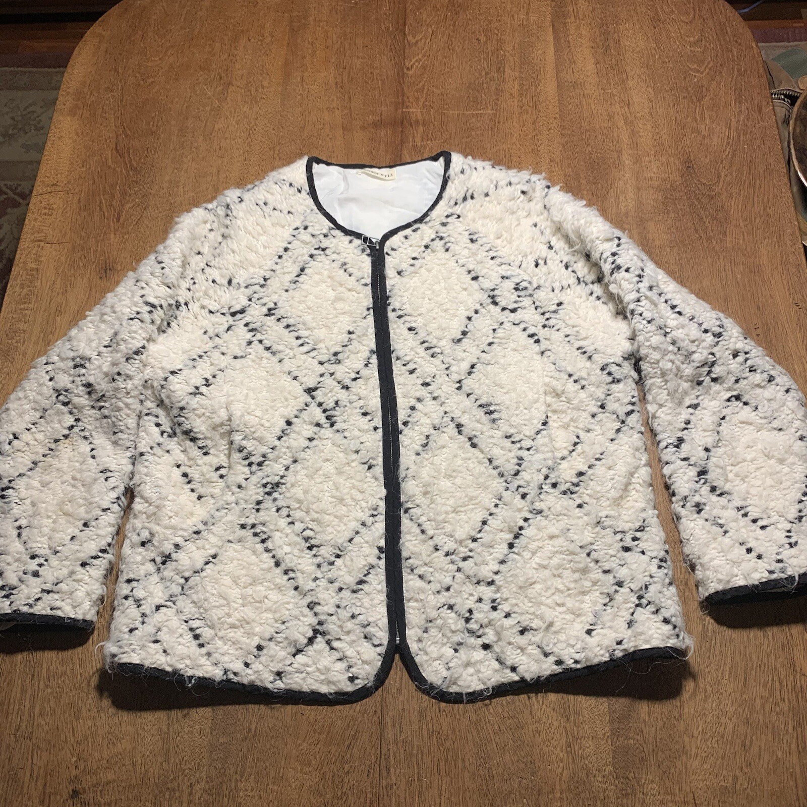 Ulla Johnson Jacket Cream Black Pattern Cozy Bouc… - image 1