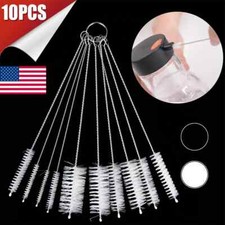 10Pcs Nylon Straw Brush Cleaner Bottle Tube Pipe Small Long Cleaning Tool Set US