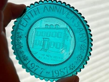 1987 Teal Lead Crystal Mini Plate - New Bedford Glass Museum Collectible
