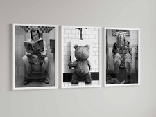 Bathroom Humour Print  , Funny movie bathroom Prints ,Bathroom Print wall art X3
