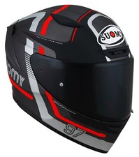Image of Motorcycle Suomy Track-1 Ninety Seven Helmet (Black/Red/Grey) Size: XL(61)
