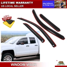 In-channel Window Visor for 2014-2018 Chevy Silverado & GMC Sierra Extended Cab