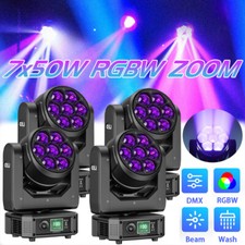4PCS 7x50W RGBW LED Wash Zoom Moving Head Beam Light DJ Party Stage Light DMX