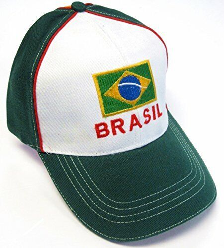 Brasil White Green Soccer Country Pride Hat Cap Text Flag Adult Men's Adjustable - Picture 1 of 1