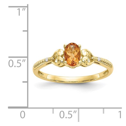 10k Yellow Gold 0.56 Ct Citrine and Diamond Ring for Women Size 7 - Picture 3 of 6