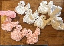 Crocheted Easter Ducks, Chicks, Baskets lot of 10