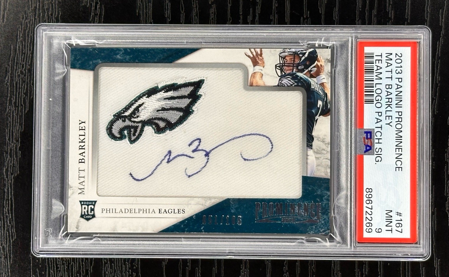 Matt Barkley Panini Prominence #167 Team Logo Patch Signature