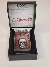 2020 Zippo Windproof Rusted Skull Lighter With Zippo Logo, 29870, New In Box