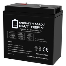 Mighty Max 6V 36Ah AGM F2 Terminal Battery Compatible With Light Alarms S12L3