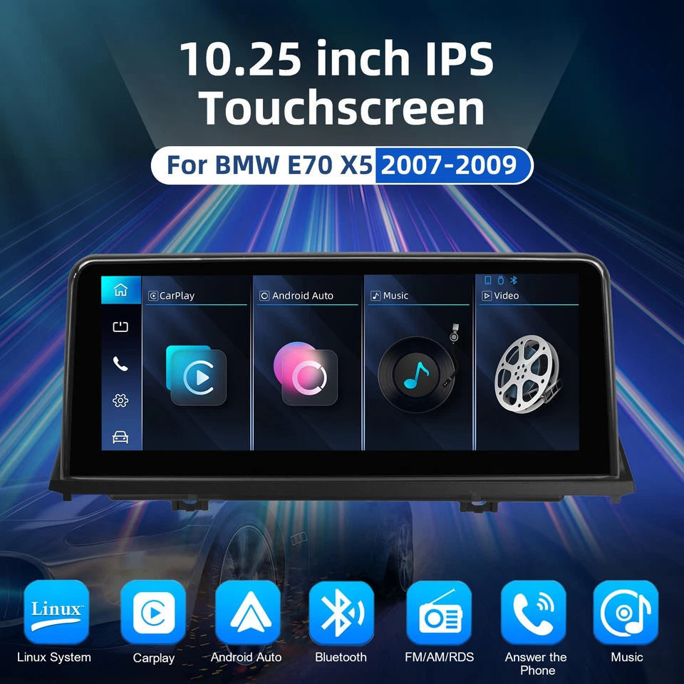 10.25" Car Radio Stereo CarPlay FM AM For BMW X5 E70 X6 E71 2007-2009 CCC System - image 2 of 4