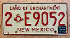 1961  1964 NEW MEXICO AUTO PASSENGER LICENSE PLATE " 2 E 9052 " NM BERNALILLO CO