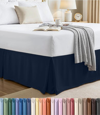 Queen Bed Skirt - Soft Quadruple Pleated Ruffle - Easy Fit with 16 Inch Tailored