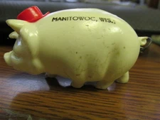 Manitowoc, Wis. "This Little Piggie Comes From" plastic Pig sewing tape measure