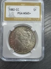 1882-CC Morgan Silver $1 Dollar Coin,  MS65,+