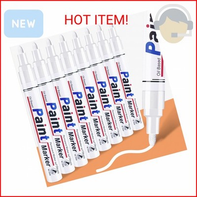 DAPAWIN White Permanent Marker Waterproof - 8 White Paint Markers for Metal Surf