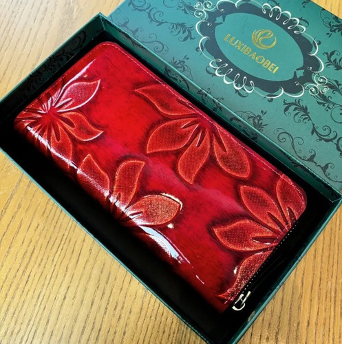 Women’s Wallet Red PU Leather Purse Zipper Card Holder Phone Handbag