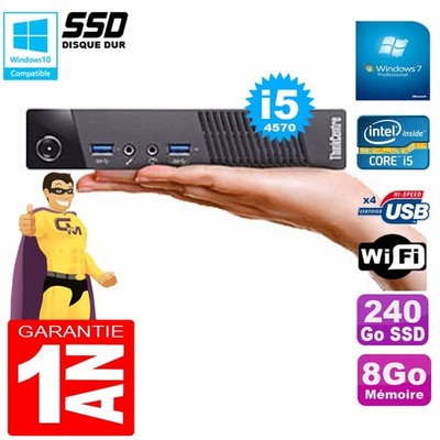 Ultra Mini PC Lenovo M73 USFF Tiny Core I5-4570 8GB Festplatte 240GB SSD Wifi W7
