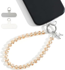 Crystal Phone Wrist Strap Phone Charm Chain Keychain Beaded Cellphone Lanyard wi