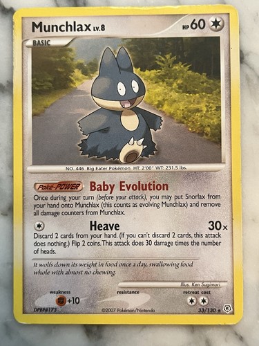 Munchlax 33/130 Diamond and Pearl Regular Pokemon Card TCG Nintendo