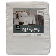 Member's Mark Soft Washed Recycled Microfiber 6-Piece Sheet Set, Full White
