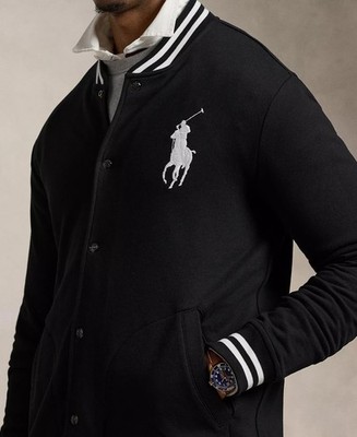 Polo Ralph Lauren Mens Big Pony Fleece Baseball Jacket in Black Sz