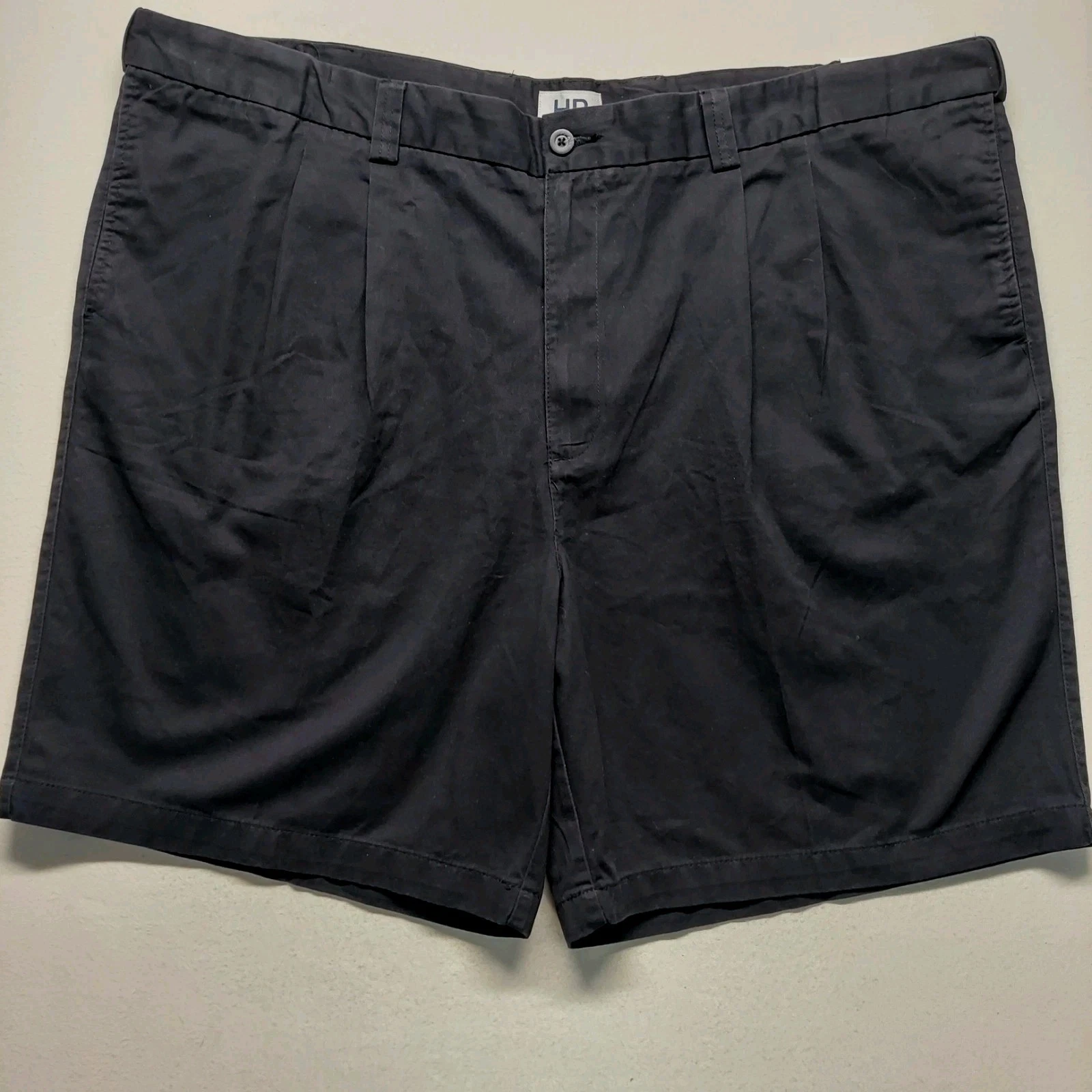 NEW Harbor Bay Mens Loose Fit Pleated Shorts Size 50 Hidden Waist Relaxer Black