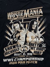 1996 WWF WWE WrestleMania 12 XII Commemorative L Shirt Michaels Vs Hit Man Hart