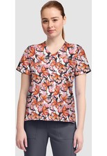 Active Butterfly Cherokee Print Cat Scrubs V Neck Top CK857 ATBF