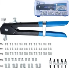 86Pc Threaded Nut Rivet Gun Insert Tool Riveter Rivnut Setter Riveting Kit M3-M8